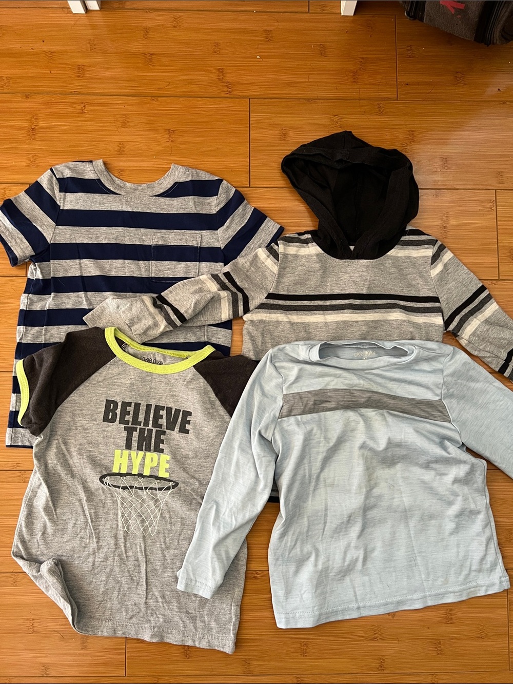 Kids' Long-Sleeve & Short-Sleeve Tee Pack - Grey, Navy, Light Blue